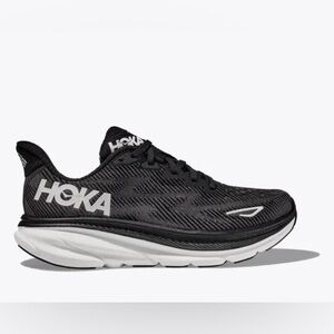 Hoka Mens Clifton 9, Black/White, Mens Running Shoes-US 8.5 MENS